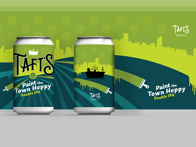 Taft's Paint the Town Hoppy beer beer branding beer can beer label branding flat hops illustration vector
