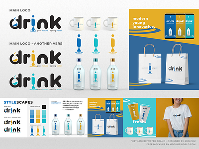 "drink" - VIETNAMESE WATER BRAND branding design illustration logo vector