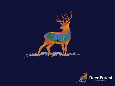 Deer Forest Logo Design 3d logo abstract app branding colorful creative design icon illustration latter branding latter mark logo logo design logo mark sambol typography