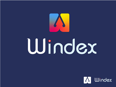 W- Latter Mark Windex Logo design 3d logo abstract app branding colorful creative design icon illustration latter mark logo logo design logo mark typography