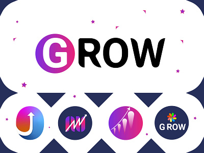 Grow Logo Design 3d logo abstract app branding colorful creative design illustration logo logo design typography
