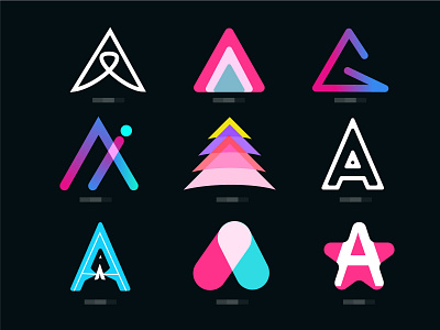 Collection of letter a logo design 3d logo abstract app branding colorful creative design flat icon logo design logotype typography