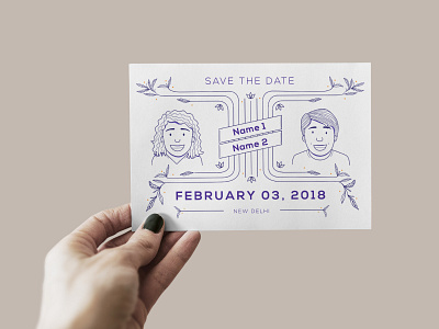 Save the date couple design flat illustration save the date vector wedding invite