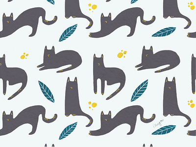 Seamless pattern - Cat in the garden