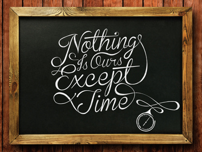 Nothing Is Ours Except Time chalk drawn typography