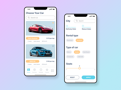 Car rental app concept