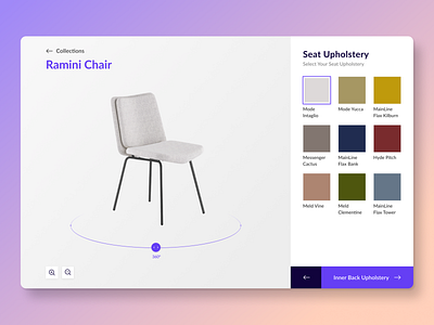 E-commerce chair customizer 3d branding color design e commerce typography ui ux web website