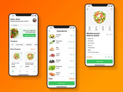Salad delivery app android app branding delivery delivery concept design ios mobile app ui ux