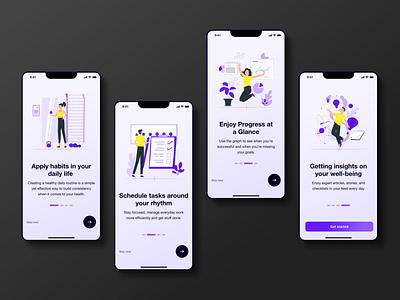 Onboarding for Habit tracking app android app color design habit tracker illustration ios mobile app onboarding ui ux