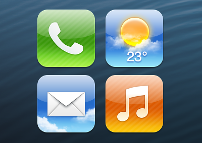 iOS icons replacement icons ios iphone mail music phone replacement weather