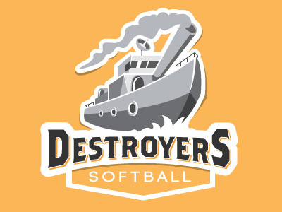 Destroyers battleship boat destroyer illustration logo mlb rad softball sports