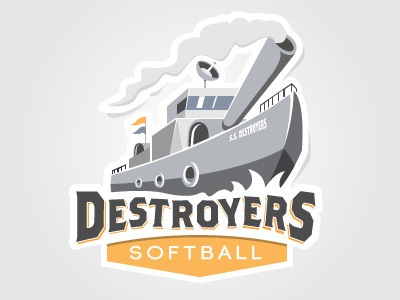 Destroyers Dribbble battleship boat destroyer illustration logo mlb rad san diego softball sports