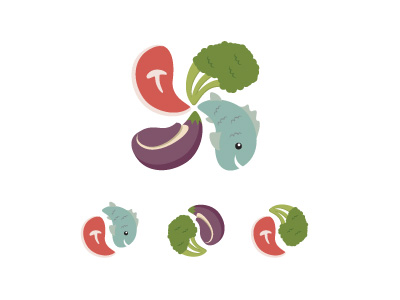 mo' fixin's broccoli eggplant fish illustration logo meal planning recipes steak