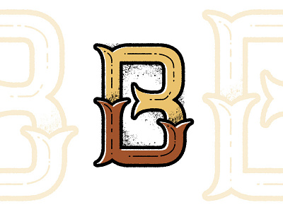 Ye Olde Monogram brandmark distressed illustration letter b monogram typography