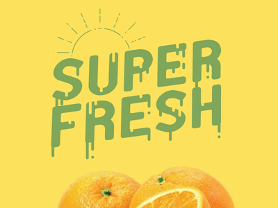 Super Fresh food fresh oranges poster print. application super typography
