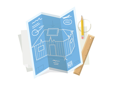 Stoke Icons Planning blueprint icon illustration paper pencil planning ruler sustainability