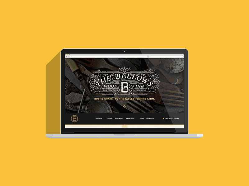 Bellows Home Page Dribbble branding design gif layout mockup restaurant rustic ux website