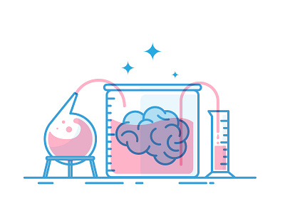Foundation for Brain Sciencing beaker brain color illustration rad science
