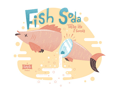 Enjoy Fish 50s bubbles can fish illustration rad salmon soda texture