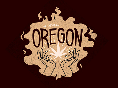 Oregon Herb cannabis hands illustration leaf oregon print silkscreen t shirt typography