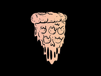 Pizza Ghoul doodle illustration live trace pizza skull slice spooky vector zombie
