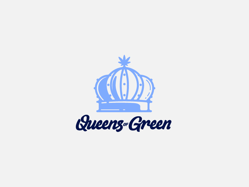 All Rise! brand identity logo leaf cannabis california word mark hand lettering script lettering crown green queen