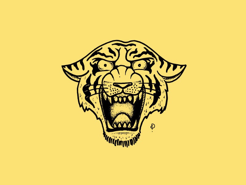 Tiger Tattoo radical illustration hand drawn tiger traditional tattoo
