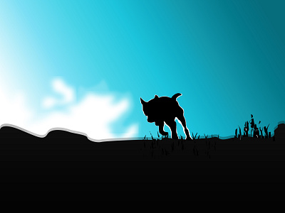 Dog Silhouette Sky Background Vector