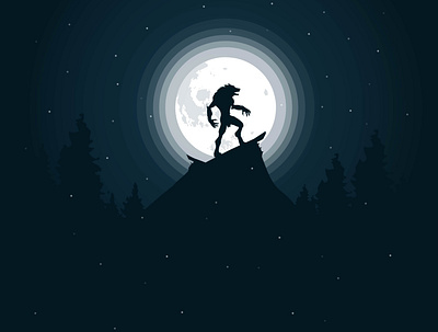 Howling Werewolf Moonlit Night adobe illustrator art dark fear halloween horror hunter illustration illustration art monster moon night silhouette vector vector art vector illustration vectorart werewolf wolf wolfman