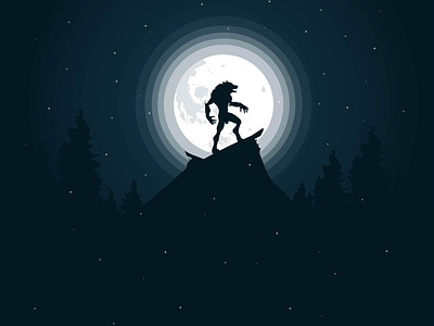 Howling Werewolf Moonlit Night