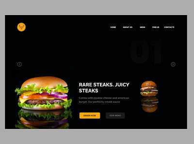 Ironman rare steaks website design beautiful beautifulwebsite branding burger burgerwebsite darktheme design food foodwebsite illustration logo minimal minimalisticwebsite ui ux web web design website