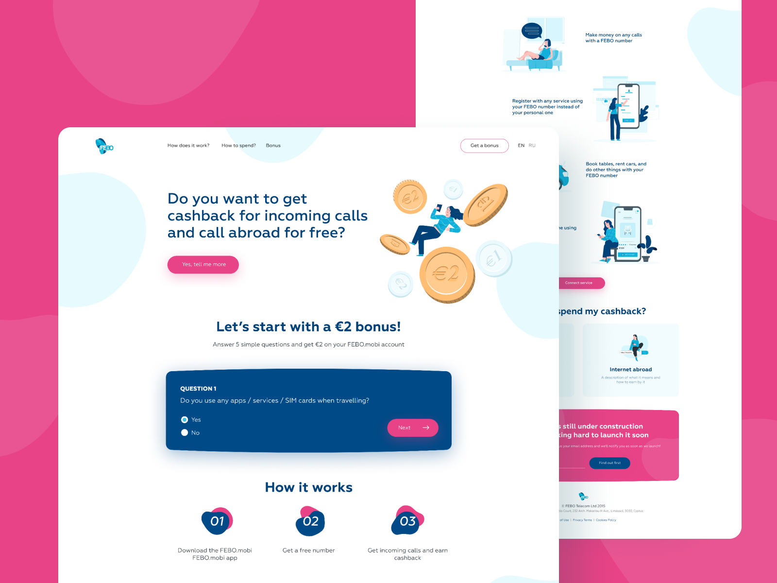 Telecom app landing page design by Mikhail Shaverov on Dribbble