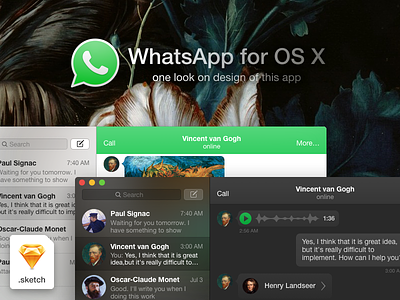 WhatsApp for OS X design app apple application design freebie mac messenger os x sketch whatsapp