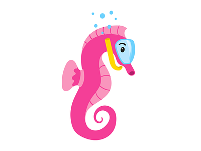 Seahorse character cute illustration illustrator snorking vector vector illustration