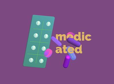 medicated 3D illustration 3d button covid lighting medical medicine model pill purple rainbow spline work in progress