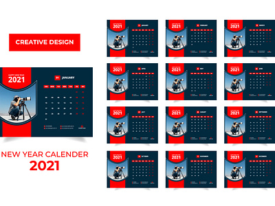 Modern 2021 desk calendar design template