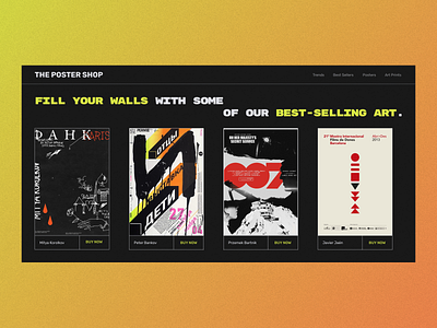 The poster shop UI landing page design