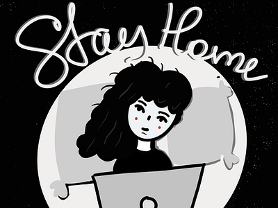 Stay Home cute girl home procreate stay home woman