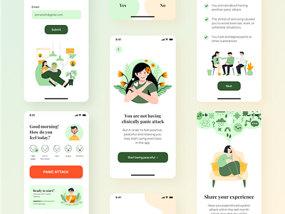 Mental health app with onboarding screens design e health illustration mental health mobile app onboarding ui ux vector