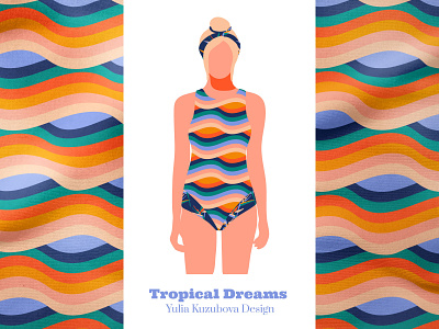 Rainbow Waves Print Sporty One Piece Swimsuit abstract apparel beach bikini collection concept design fashion illustration minimalist pattern pattern design pattern licensing pride print print on demand rainbow striped surface wave