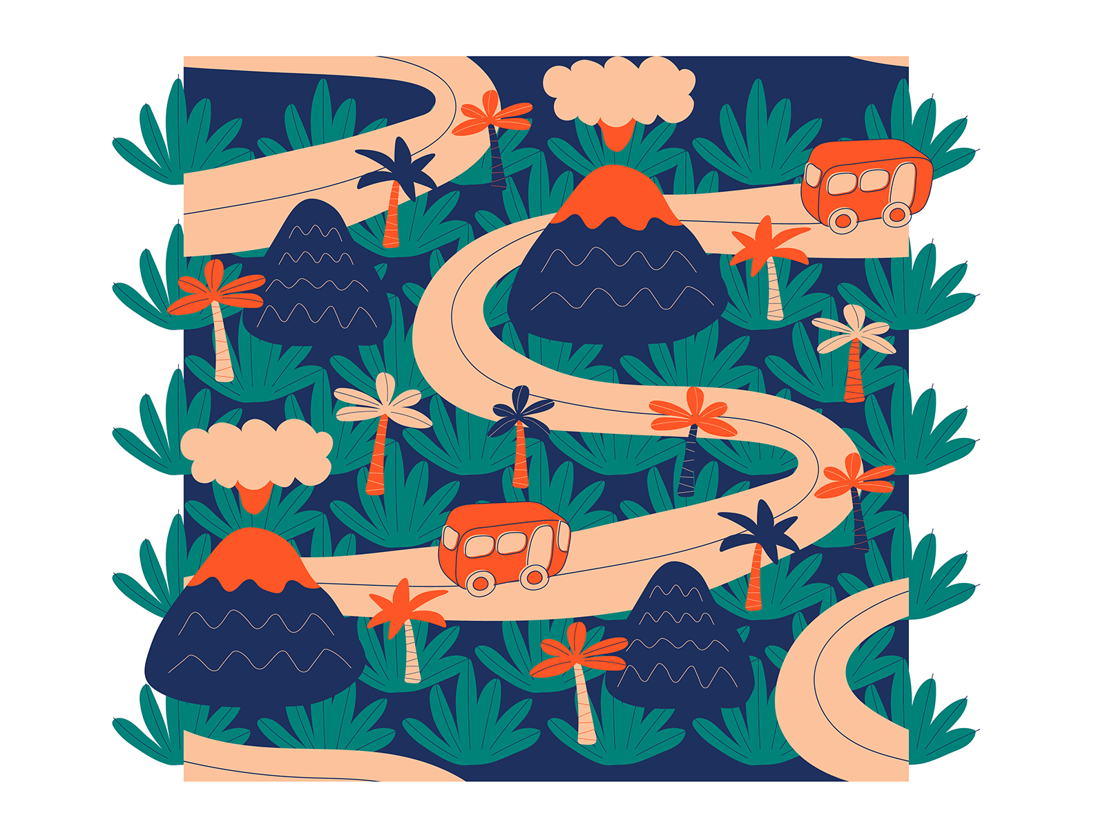 Jungle Trip Kids´ Bedding Textiles Collection adobe illustrator adventure bedding childen collection design fabric illustration jungle kid minimalist pattern pattern design pattern licensing print print on demand process textile trip vector