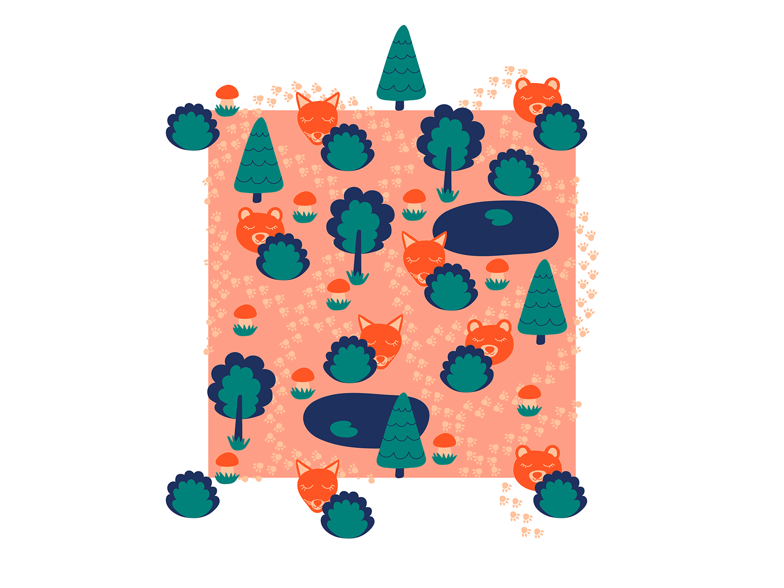 Forest Roam Kids´ Bedding Textiles Collection adobe illustrator animal animation collection design forest illustration kid minimalist motion graphics pattern pattern design pattern licensing print print on demand process repeat tree vector yulia kuzubova design