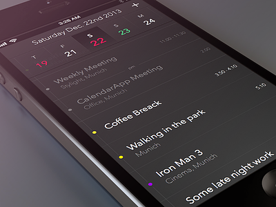 CalendarApp - Details app application black calendar day design flat gradient ios7 iphone month transparent week