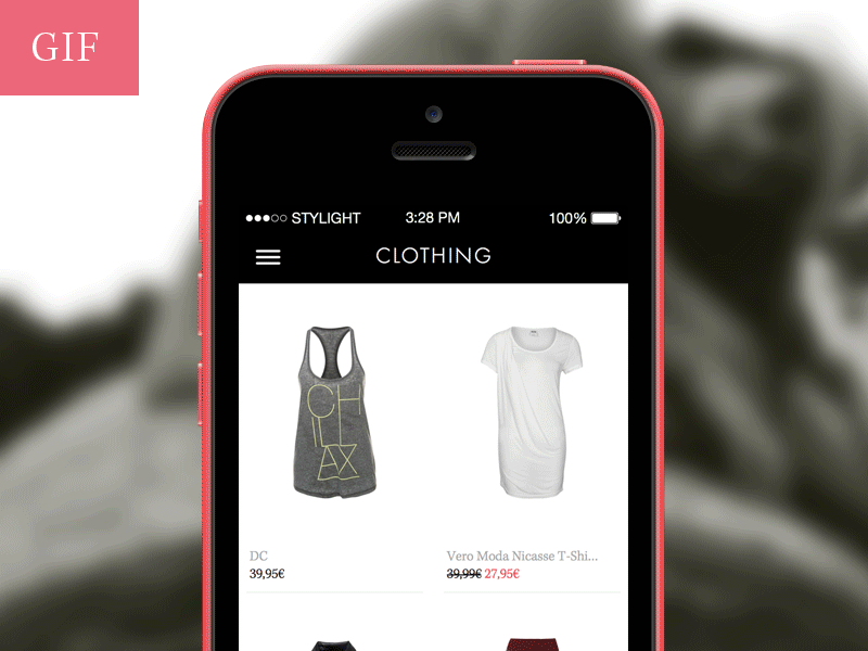[Animated GIF] Menu Concept animate animation app application clothing fashion ios ios7 iphone menu motion shop