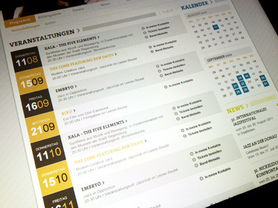 Jazz Calender black clean font gold jazz typography web website