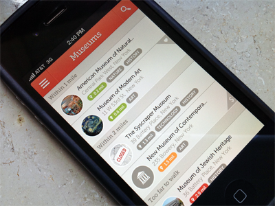Mused App app application button iconos iphone menu museum slide