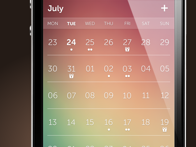 capp - the most beautiful iPhone calendar app app application birthday calendar date day flat gradient ios7 iphone weather week
