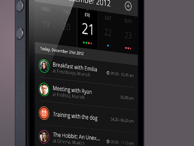 capp - iPhone calendar app details app appliction black calendar date grey ios iphone ui ux