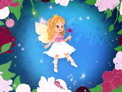 Princess Liliana book cover fairy flower illustration flowers illustration peony princess