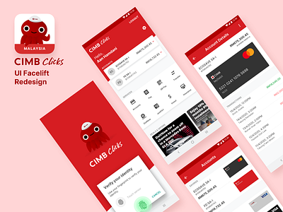 CIMBClick UI facelift Redesign app design banking app branding cards ui daily ui design financial app financial dashboard material design ui ui design